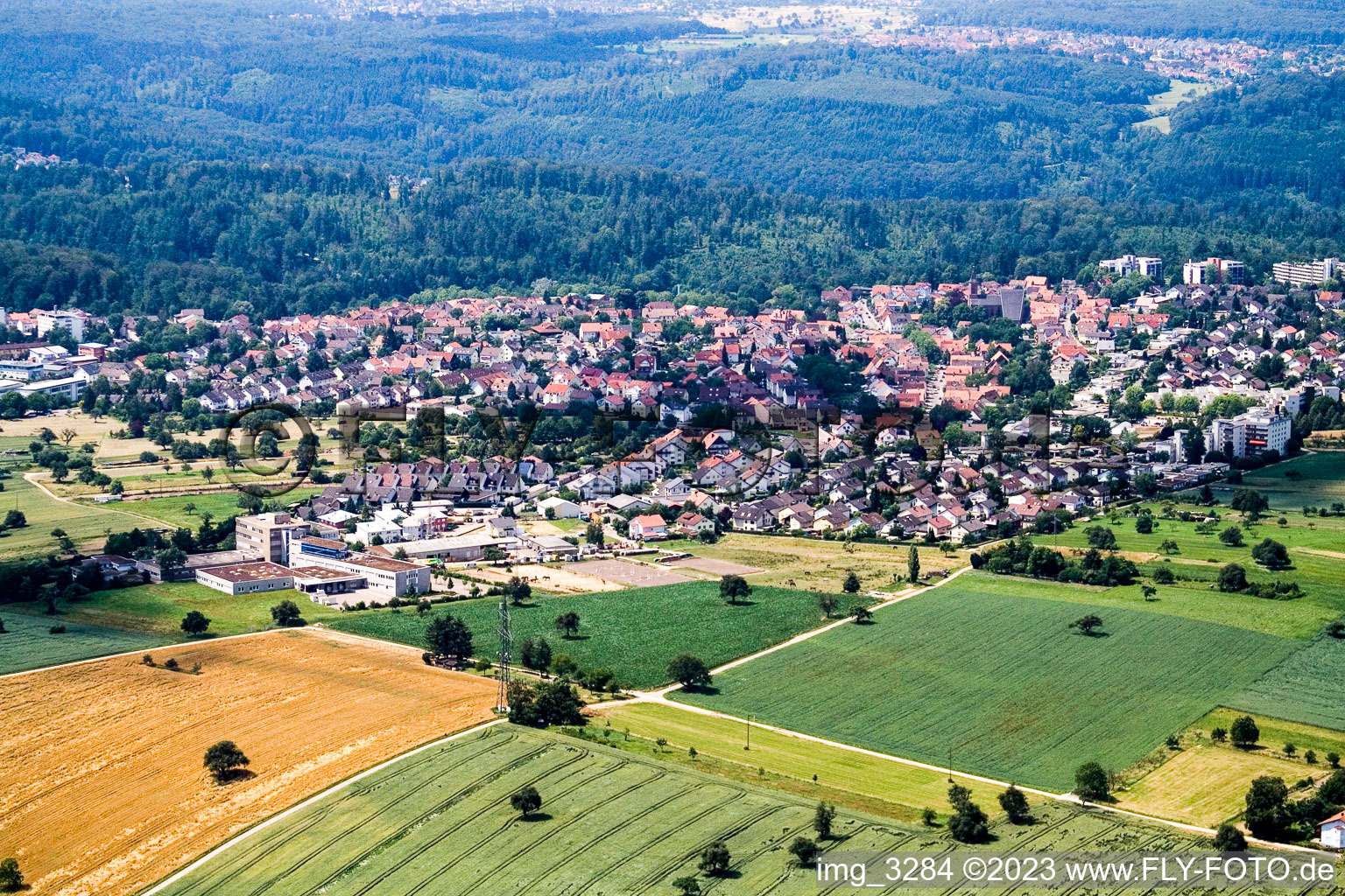 Oblique view of District Reichenbach in Waldbronn in the state Baden-Wuerttemberg, Germany