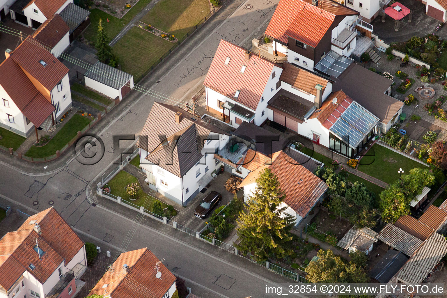 Waldstr in Kandel in the state Rhineland-Palatinate, Germany viewn from the air