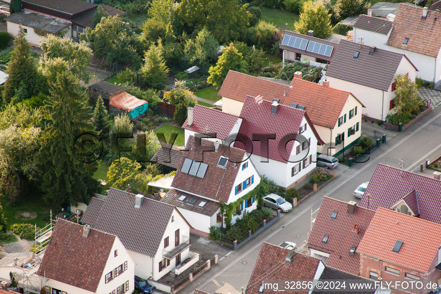 Drone recording of Waldstr in Kandel in the state Rhineland-Palatinate, Germany