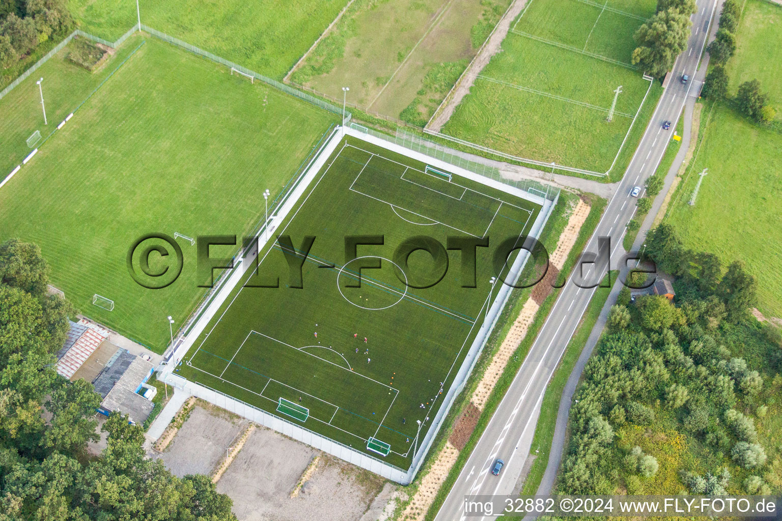 Ensemble of sports grounds Sportplatz Minderslachen in the district Minderslachen in Kandel in the state Rhineland-Palatinate, Germany