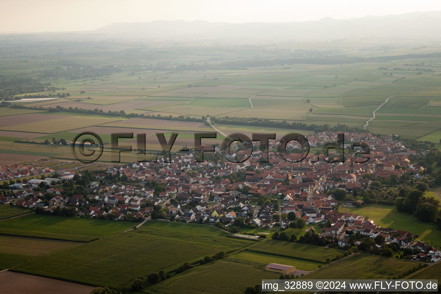 Steinweiler in the state Rhineland-Palatinate, Germany from the drone perspective