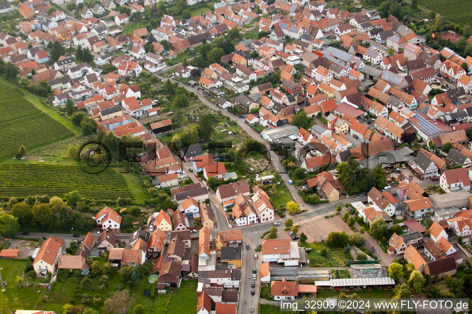 Insheim in the state Rhineland-Palatinate, Germany seen from above