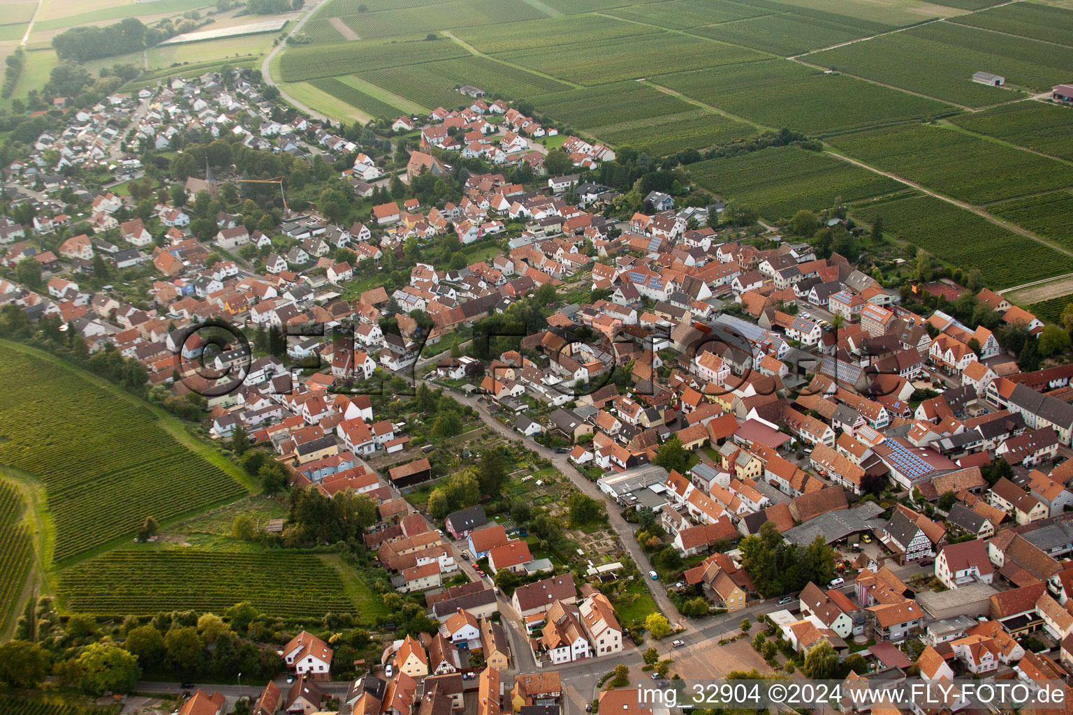 Insheim in the state Rhineland-Palatinate, Germany from the plane