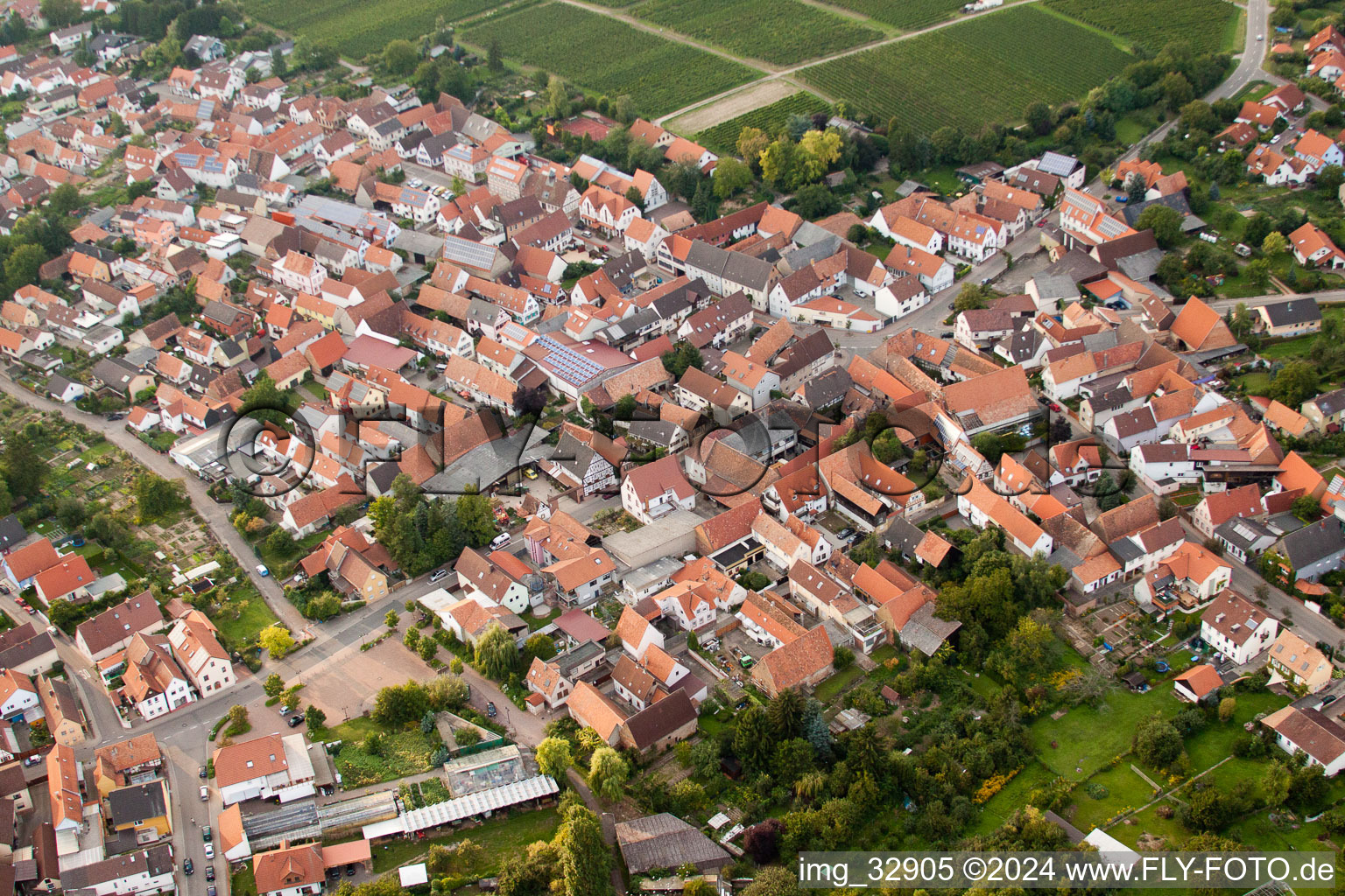 Bird's eye view of Insheim in the state Rhineland-Palatinate, Germany