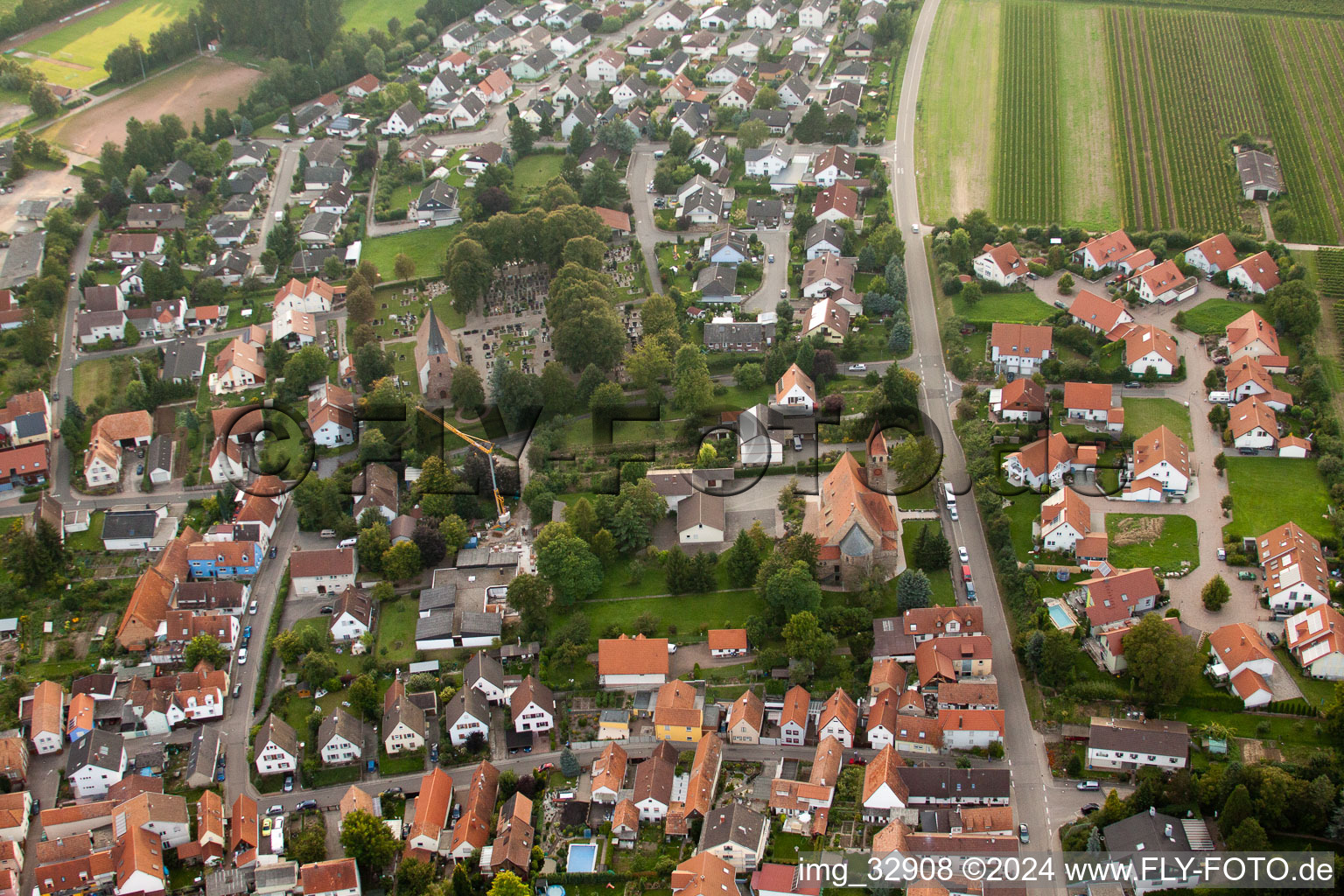 Drone recording of Insheim in the state Rhineland-Palatinate, Germany