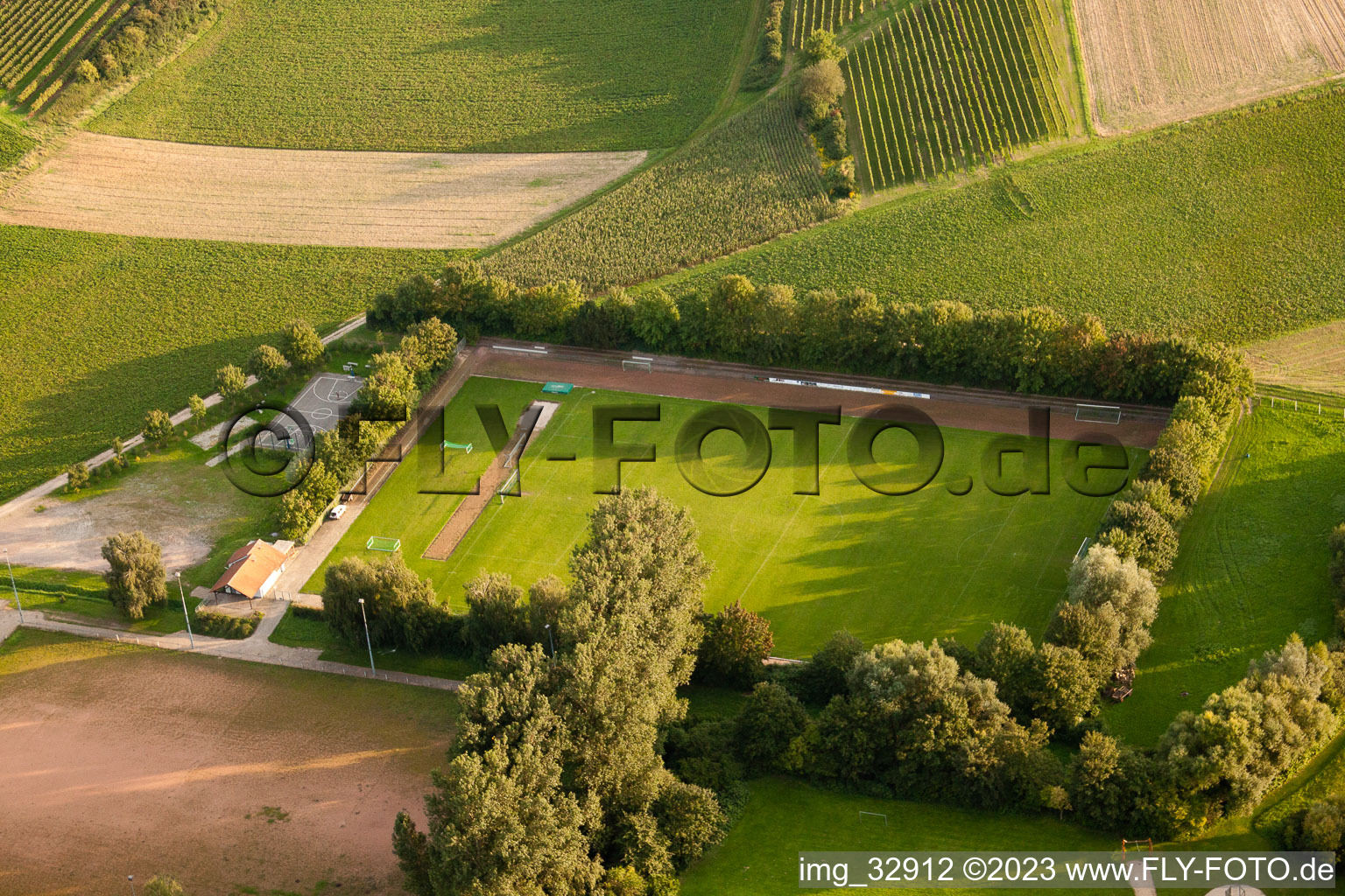 Sports fields in Insheim in the state Rhineland-Palatinate, Germany