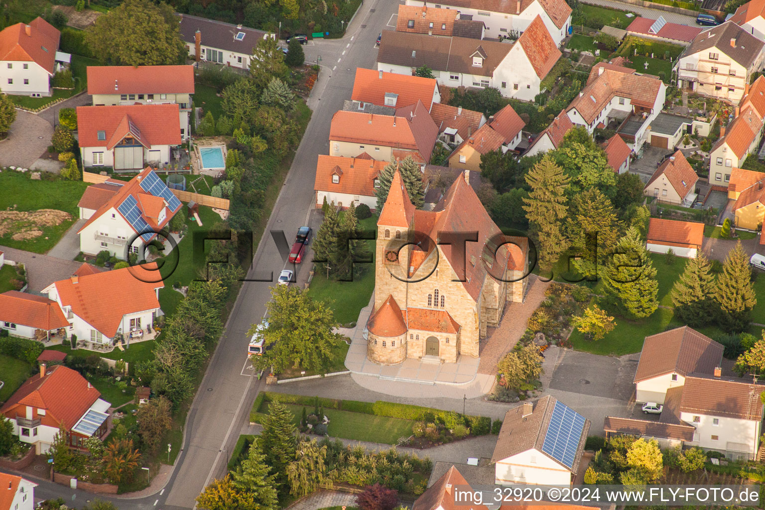 Oblique view of Church in Insheim in the state Rhineland-Palatinate, Germany