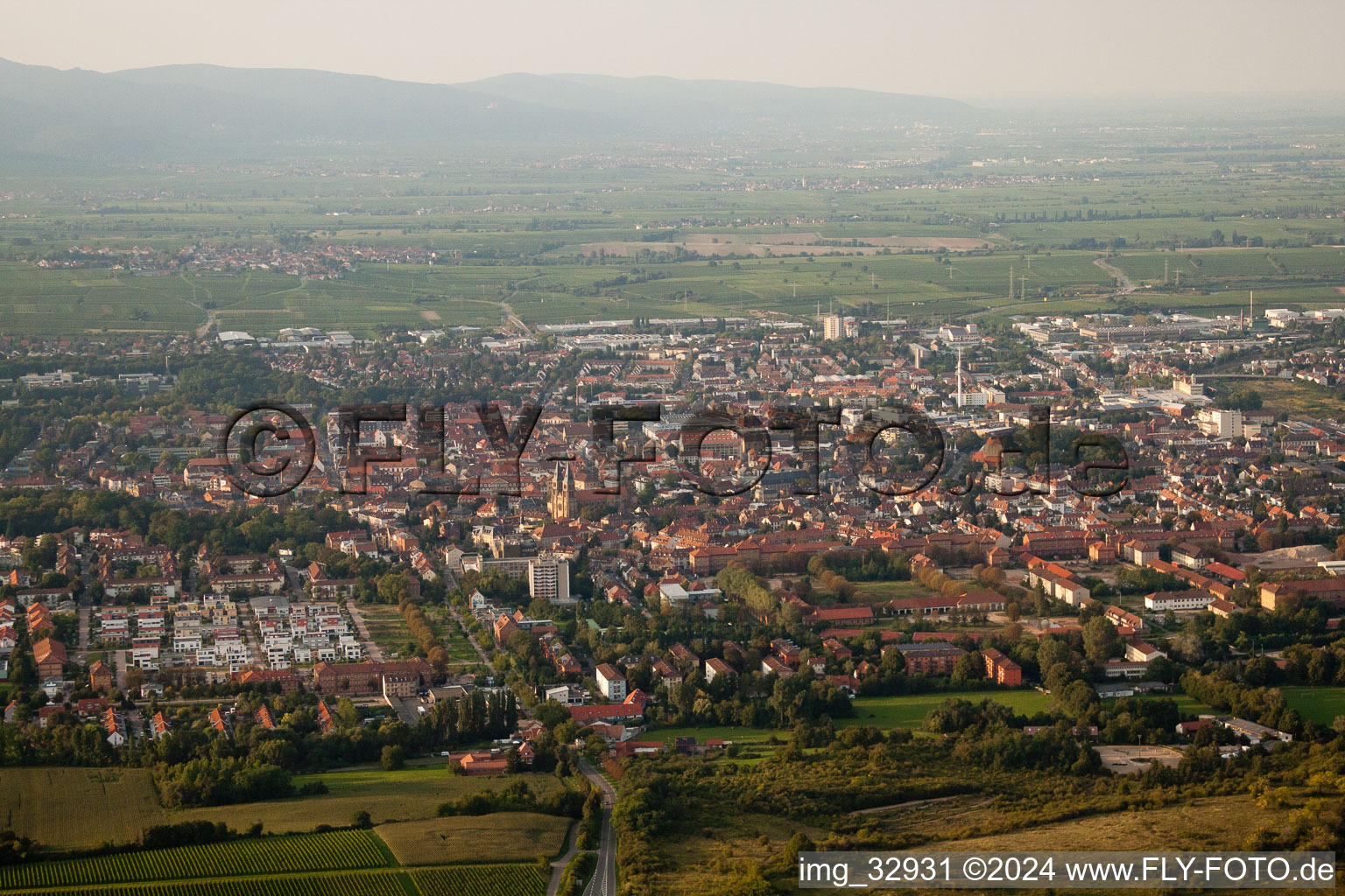 Oblique view of Landau from the south in Landau in der Pfalz in the state Rhineland-Palatinate, Germany