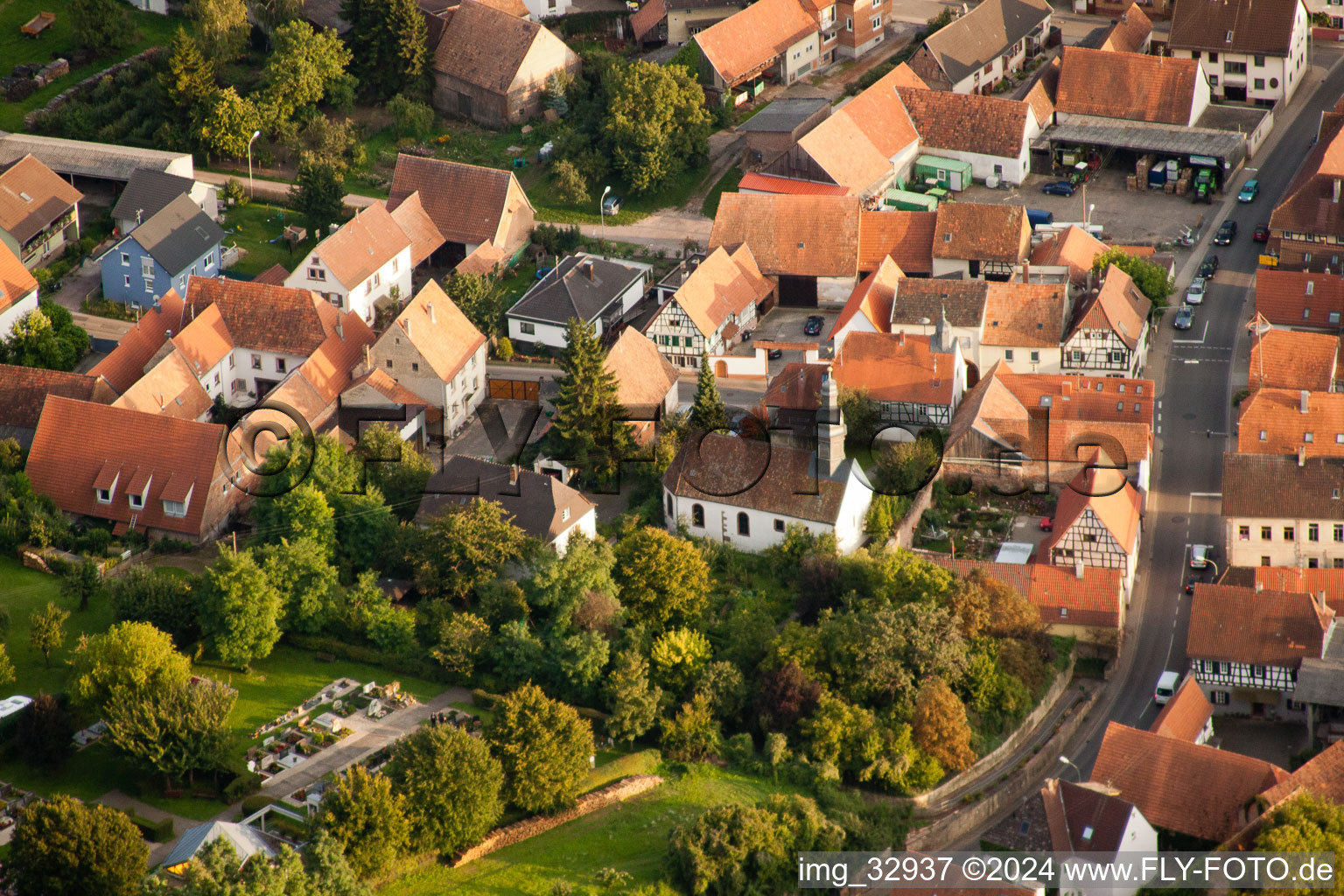 Drone recording of Impflingen in the state Rhineland-Palatinate, Germany