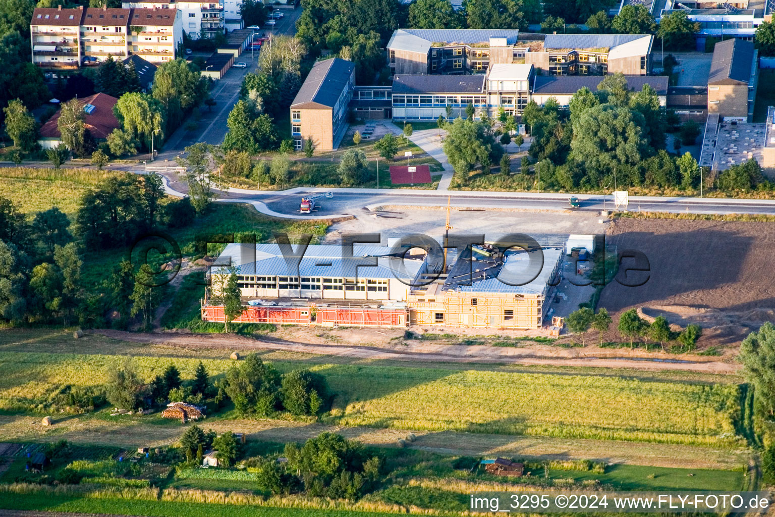 Multipurpose hall in Kandel in the state Rhineland-Palatinate, Germany from above