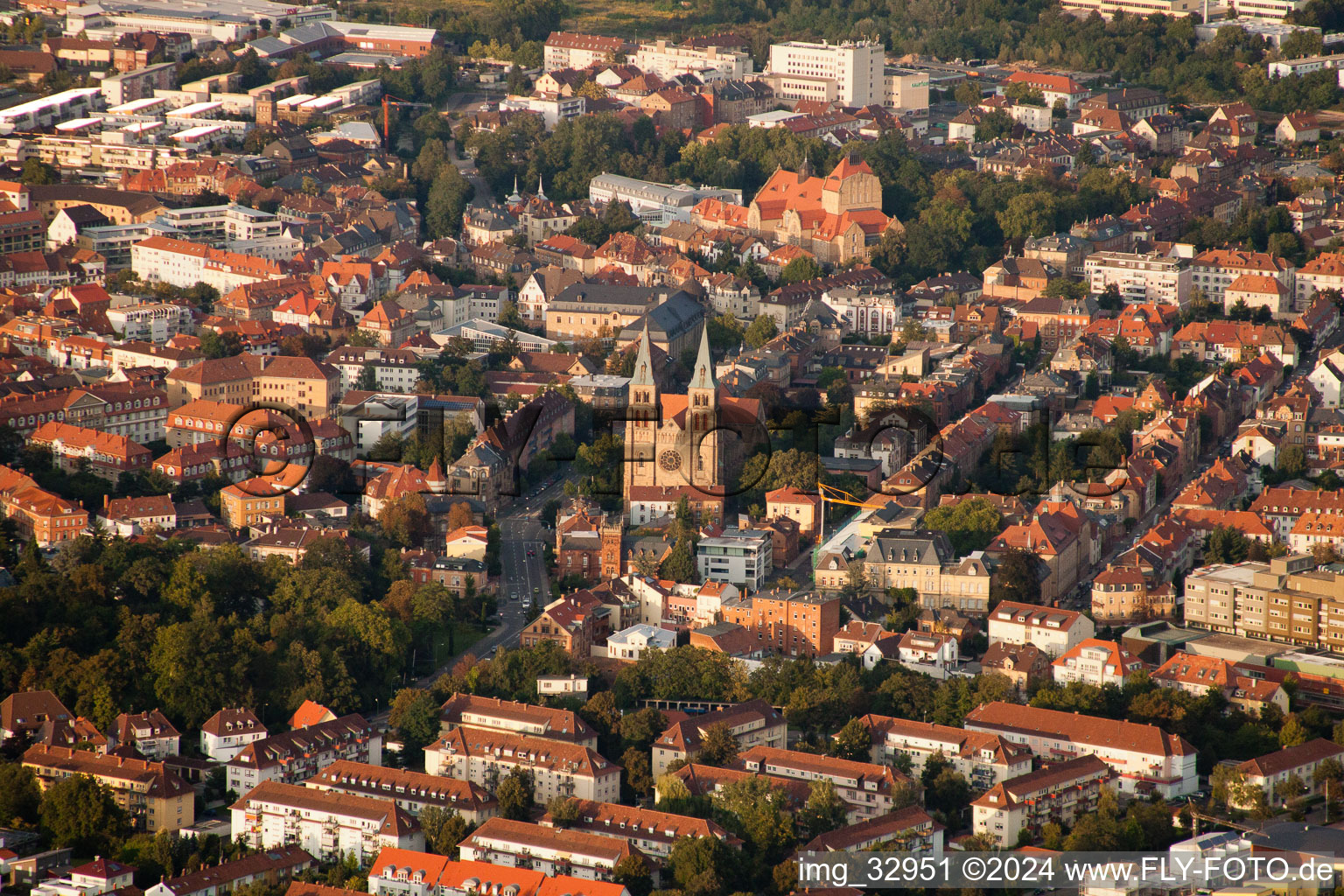 Landau in der Pfalz in the state Rhineland-Palatinate, Germany seen from a drone