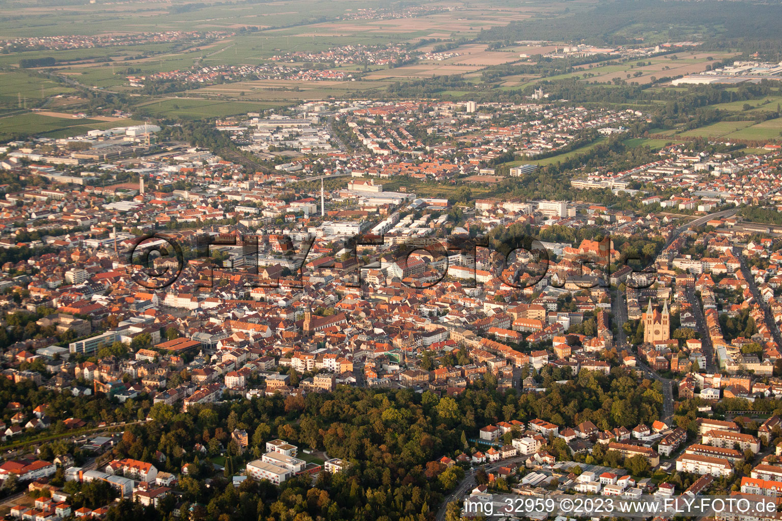 Landau in der Pfalz in the state Rhineland-Palatinate, Germany from above