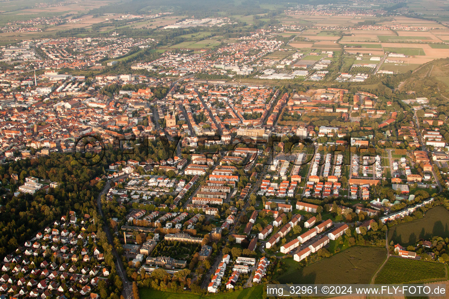 Landau in der Pfalz in the state Rhineland-Palatinate, Germany seen from above