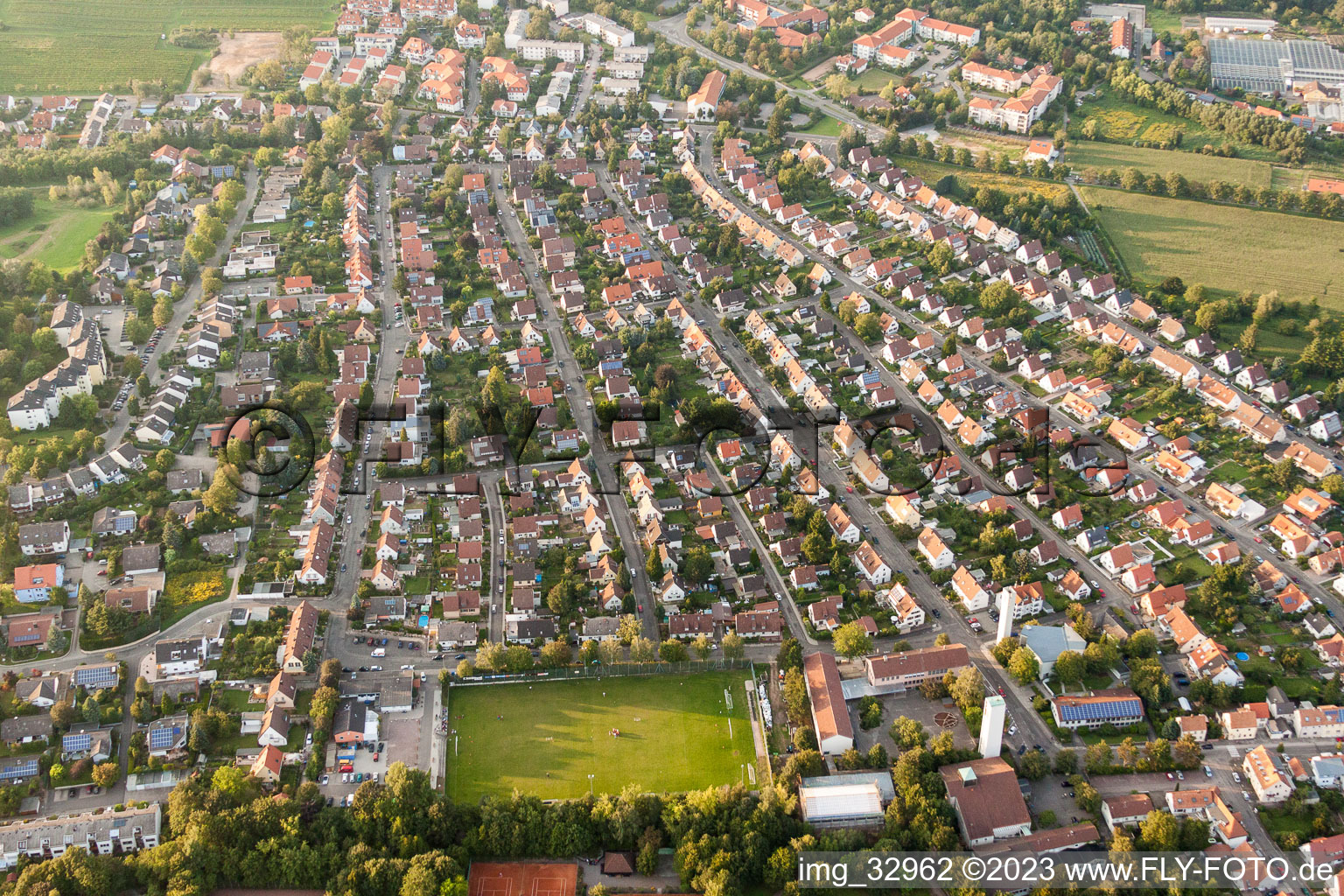 Aerial view of District West in the city in Landau in der Pfalz in the state Rhineland-Palatinate, Germany