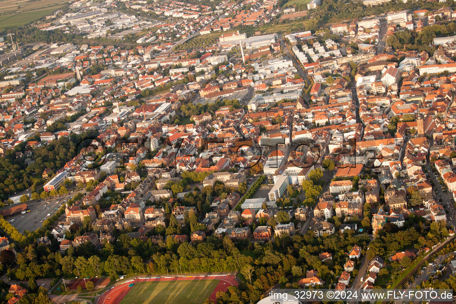 Landau in der Pfalz in the state Rhineland-Palatinate, Germany seen from a drone