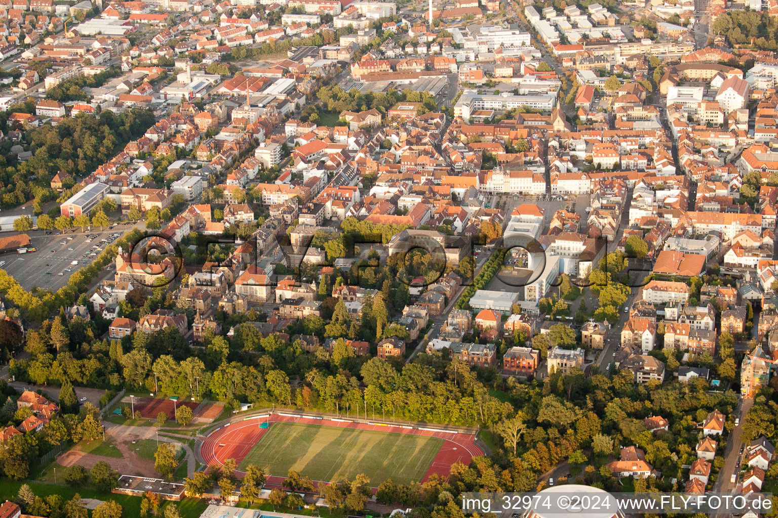 Aerial view of Landau in der Pfalz in the state Rhineland-Palatinate, Germany