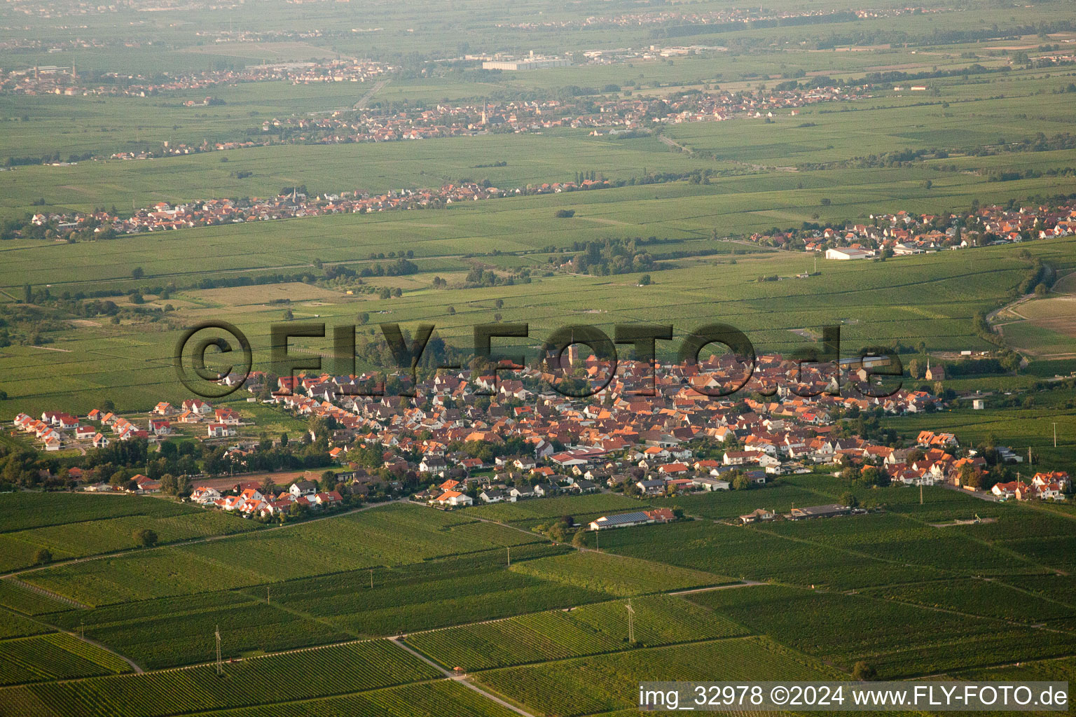 Aerial view of District Nußdorf in Landau in der Pfalz in the state Rhineland-Palatinate, Germany