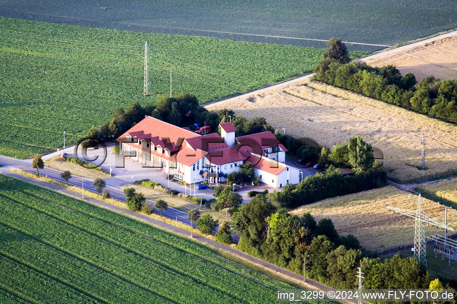 Aerial photograpy of Fire department in Kandel in the state Rhineland-Palatinate, Germany