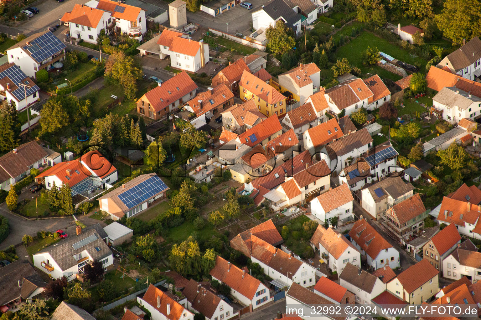 Aerial view of New Street in the district Godramstein in Landau in der Pfalz in the state Rhineland-Palatinate, Germany