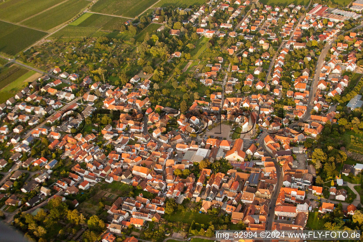 District Godramstein in Landau in der Pfalz in the state Rhineland-Palatinate, Germany viewn from the air