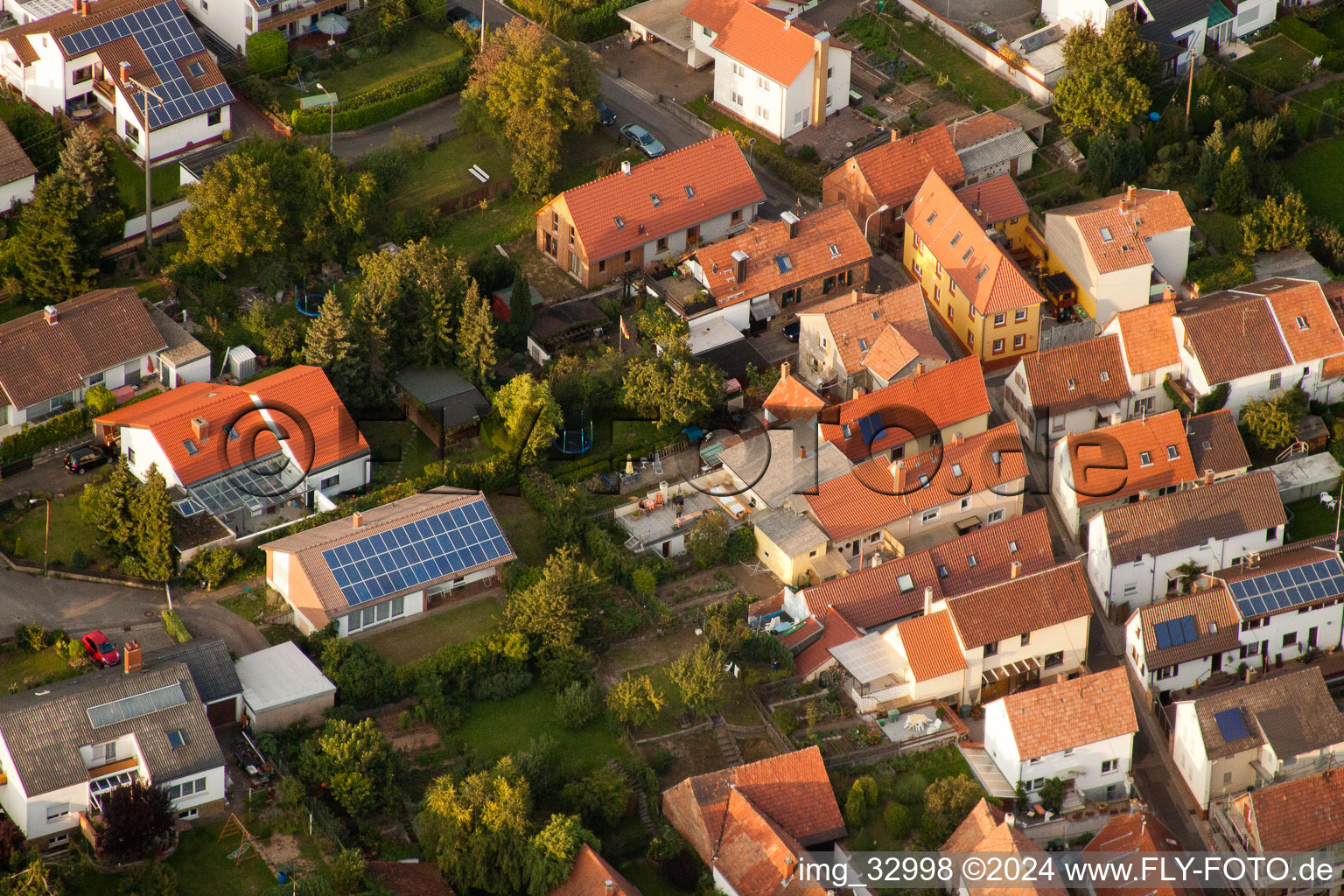 Aerial photograpy of New Street in the district Godramstein in Landau in der Pfalz in the state Rhineland-Palatinate, Germany