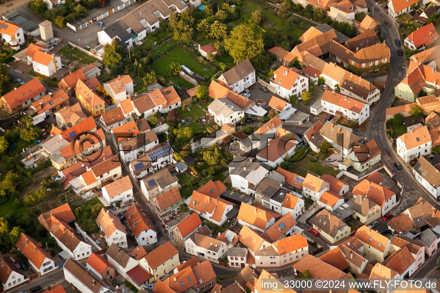 Drone recording of District Godramstein in Landau in der Pfalz in the state Rhineland-Palatinate, Germany