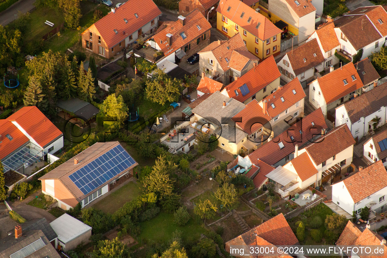 Oblique view of New Street in the district Godramstein in Landau in der Pfalz in the state Rhineland-Palatinate, Germany