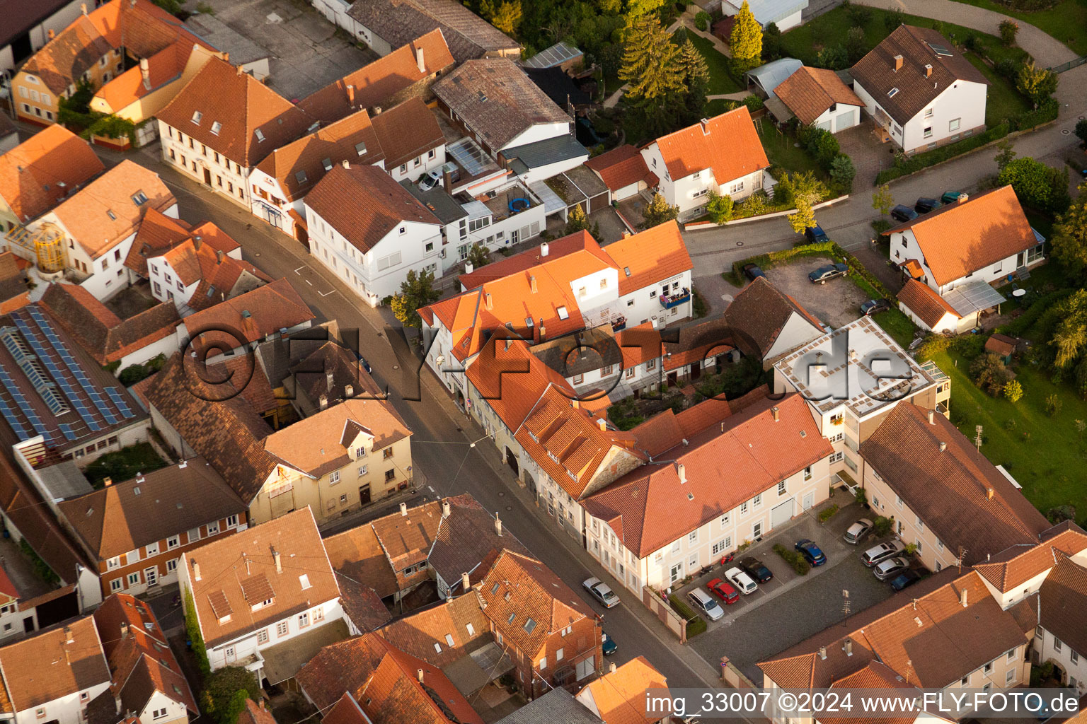 District Godramstein in Landau in der Pfalz in the state Rhineland-Palatinate, Germany from the drone perspective