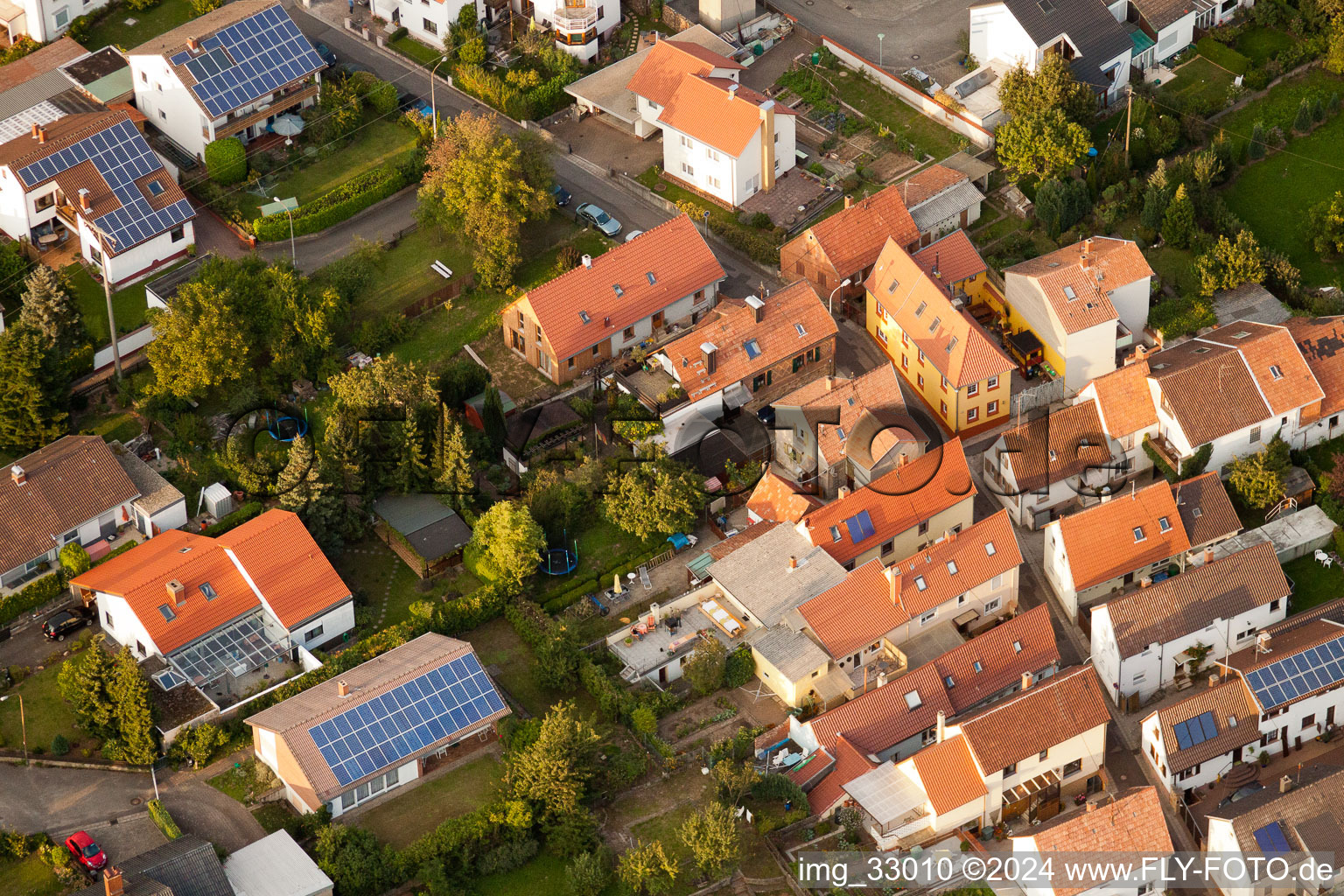 New Street in the district Godramstein in Landau in der Pfalz in the state Rhineland-Palatinate, Germany from above