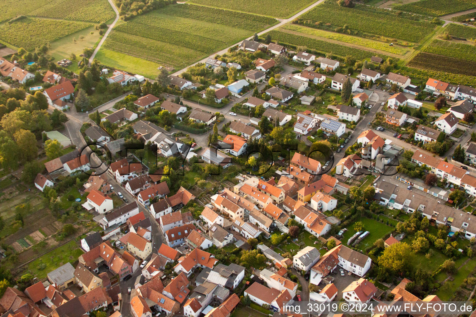 New Street in the district Godramstein in Landau in der Pfalz in the state Rhineland-Palatinate, Germany from the plane