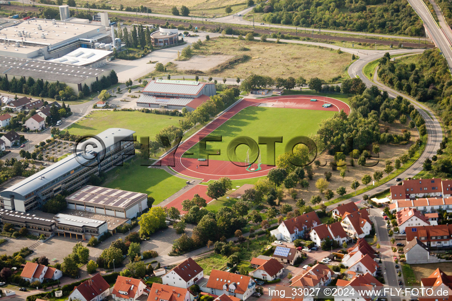 Sports field at the Sophie Scholl Secondary School in Haßloch in the state Rhineland-Palatinate, Germany