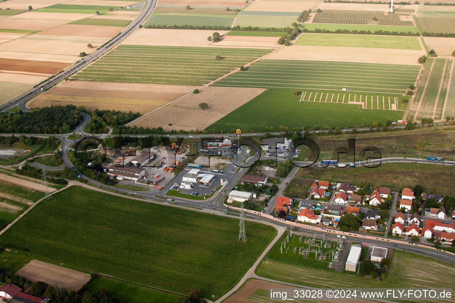 Exit A65 in Haßloch in the state Rhineland-Palatinate, Germany