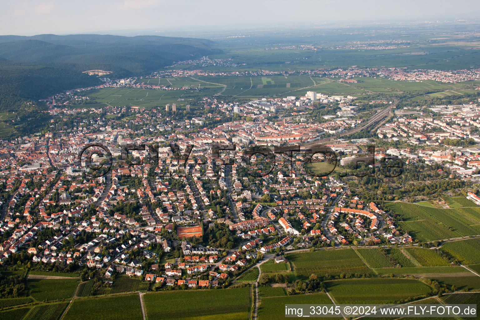 Aerial view of From the south in Neustadt an der Weinstraße in the state Rhineland-Palatinate, Germany
