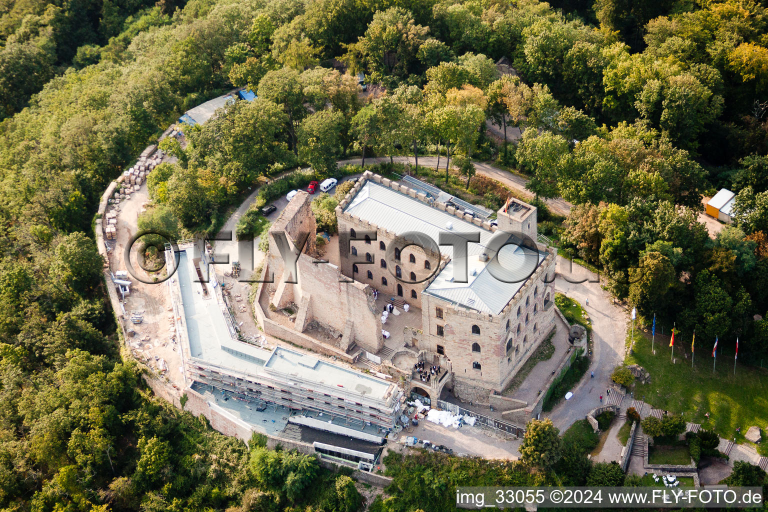 Castle Hambach in Neustadt in the Weinstrasse in the state Rhineland-Palatinate seen from above