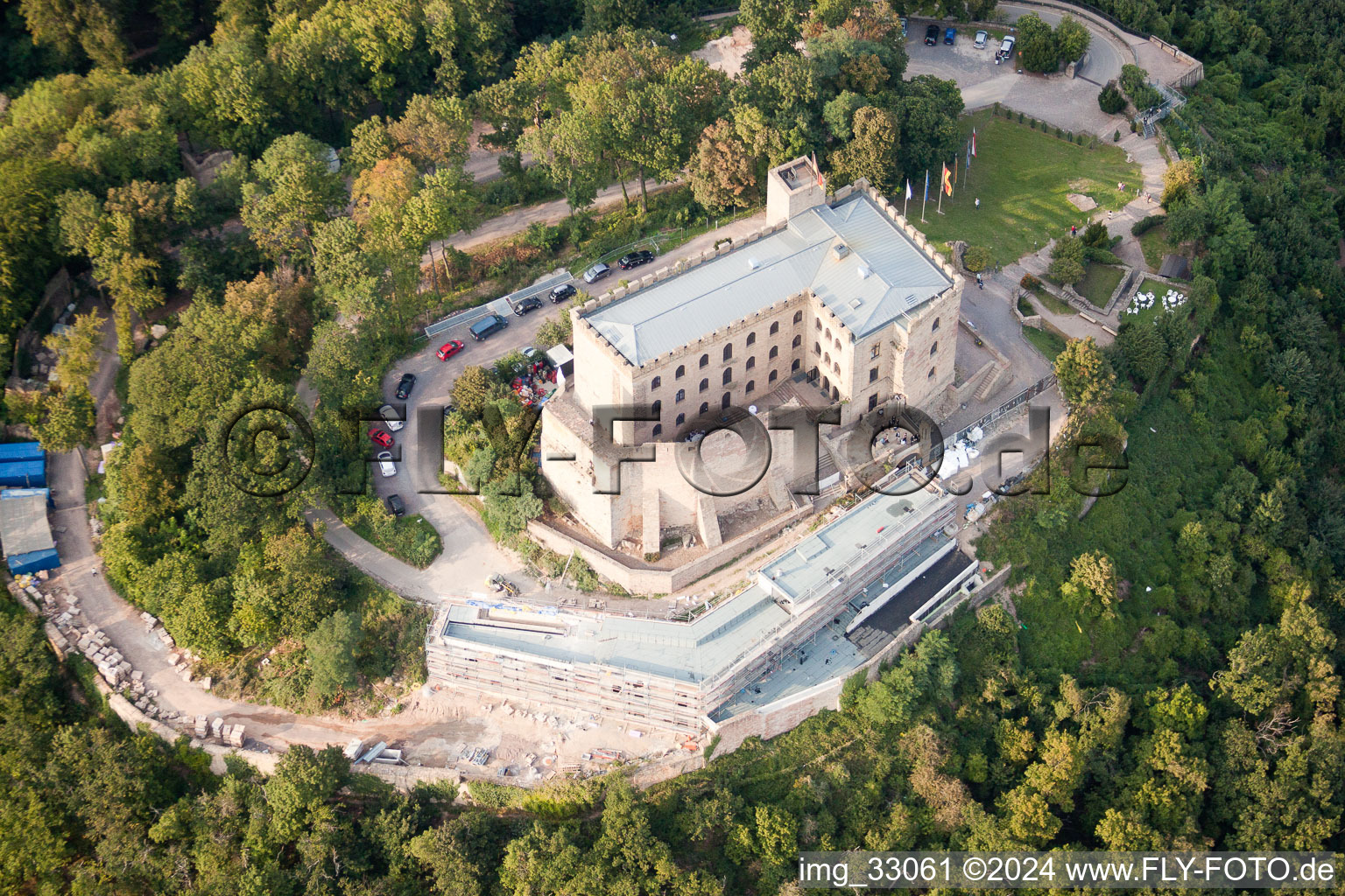 Hambach, Hambach Castle in the district Hambach an der Weinstraße in Neustadt an der Weinstraße in the state Rhineland-Palatinate, Germany from above