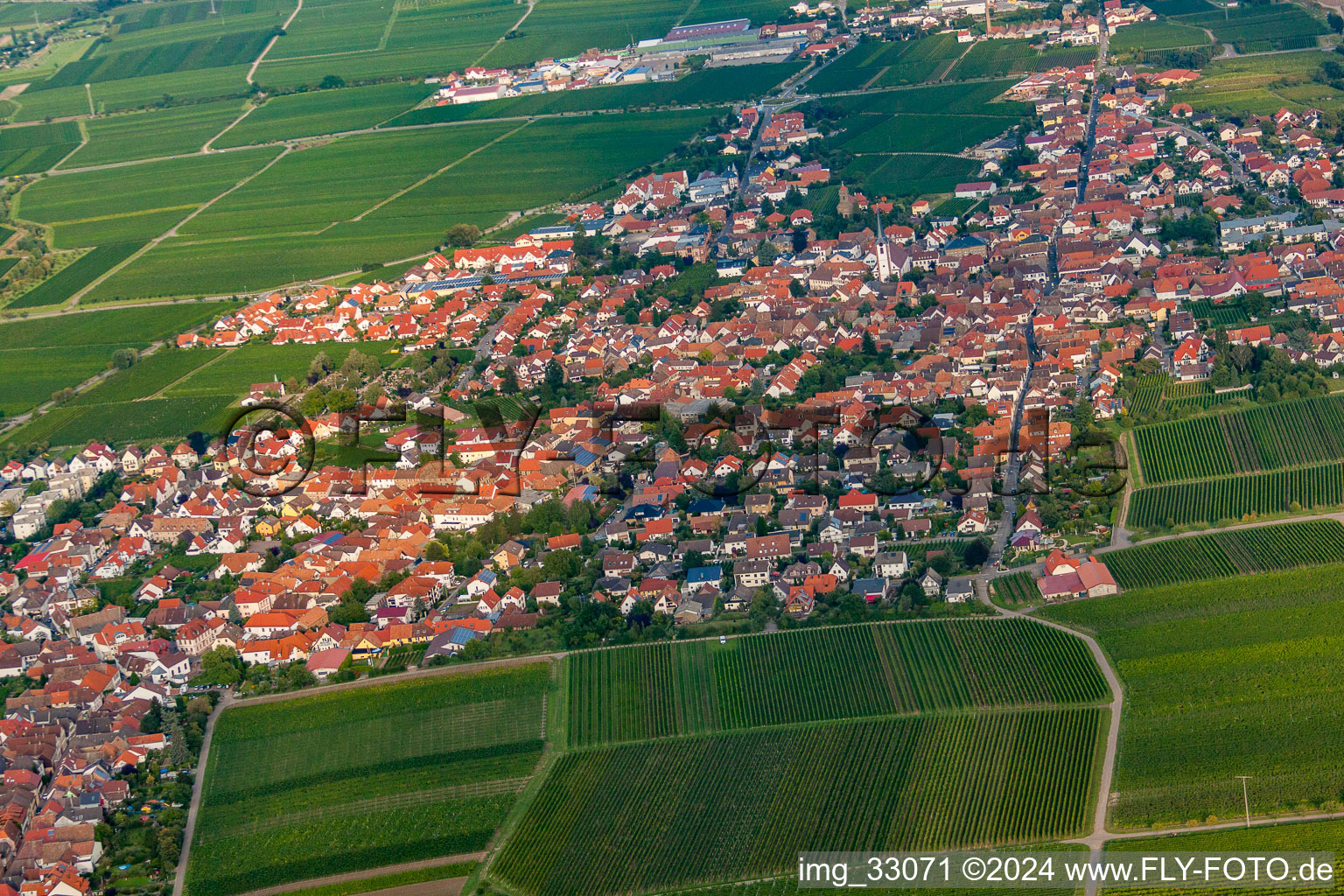 Aerial view of From the west in Maikammer in the state Rhineland-Palatinate, Germany