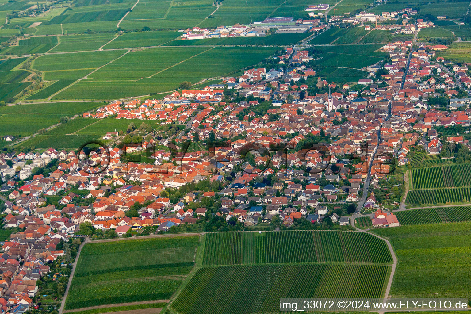 Aerial photograpy of From the west in Maikammer in the state Rhineland-Palatinate, Germany