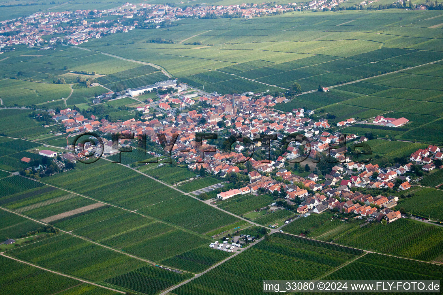 Oblique view of Rhodt unter Rietburg in the state Rhineland-Palatinate, Germany