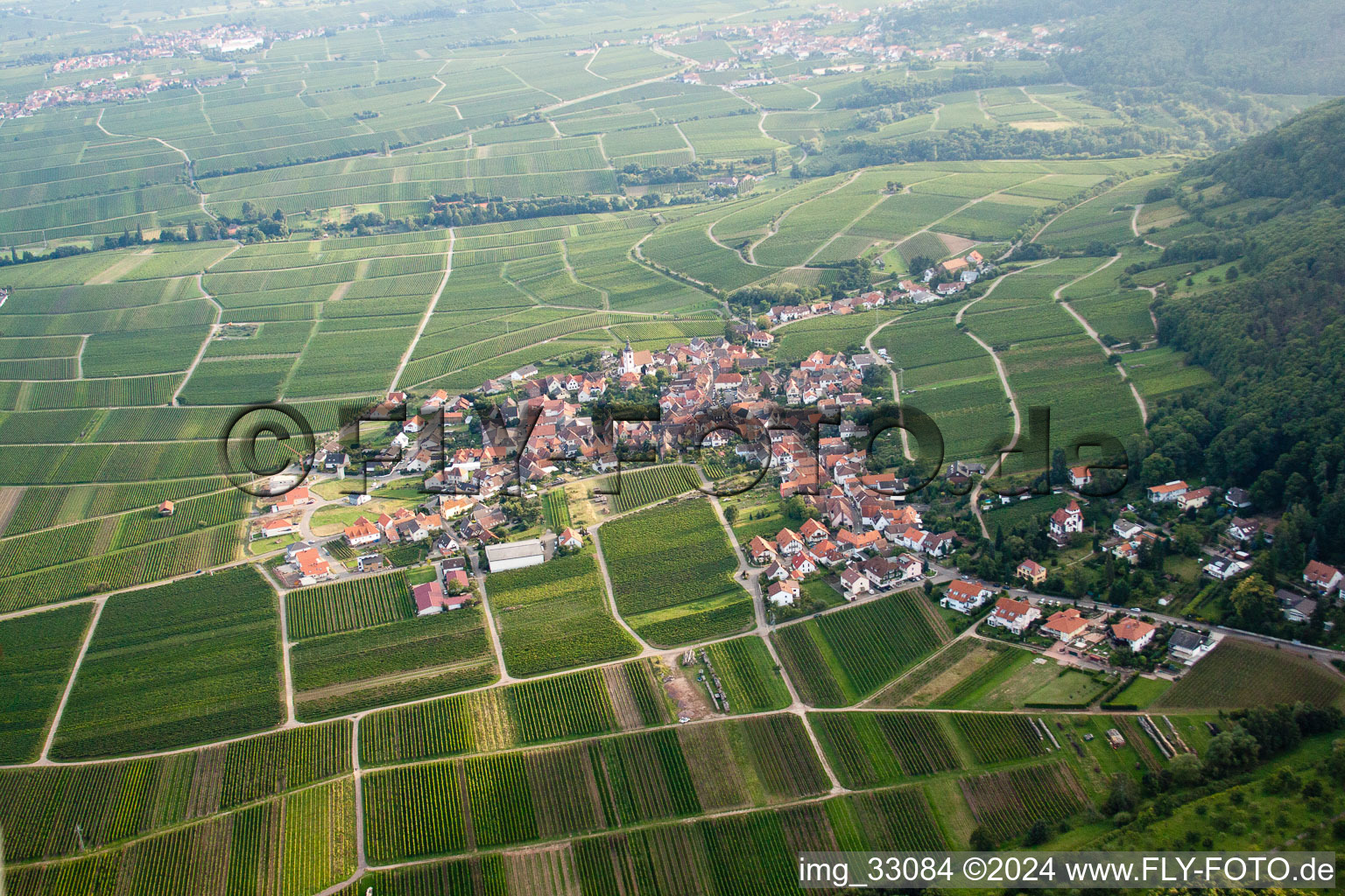 Aerial view of From the north in Weyher in der Pfalz in the state Rhineland-Palatinate, Germany