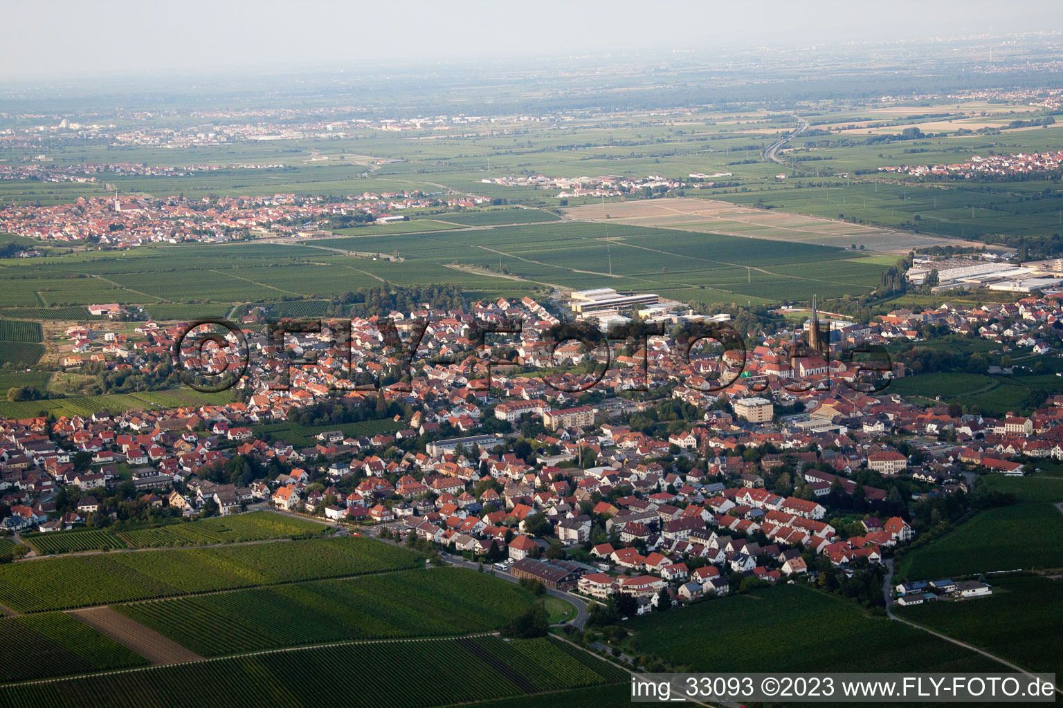 Aerial view of From the southwest in Edenkoben in the state Rhineland-Palatinate, Germany