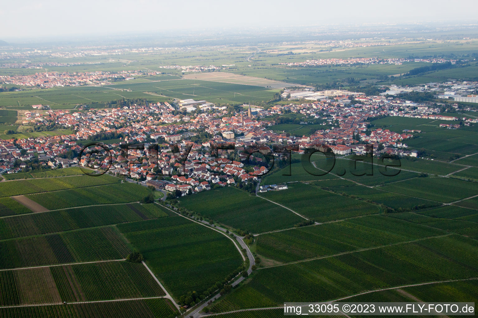 Oblique view of From the southwest in Edenkoben in the state Rhineland-Palatinate, Germany