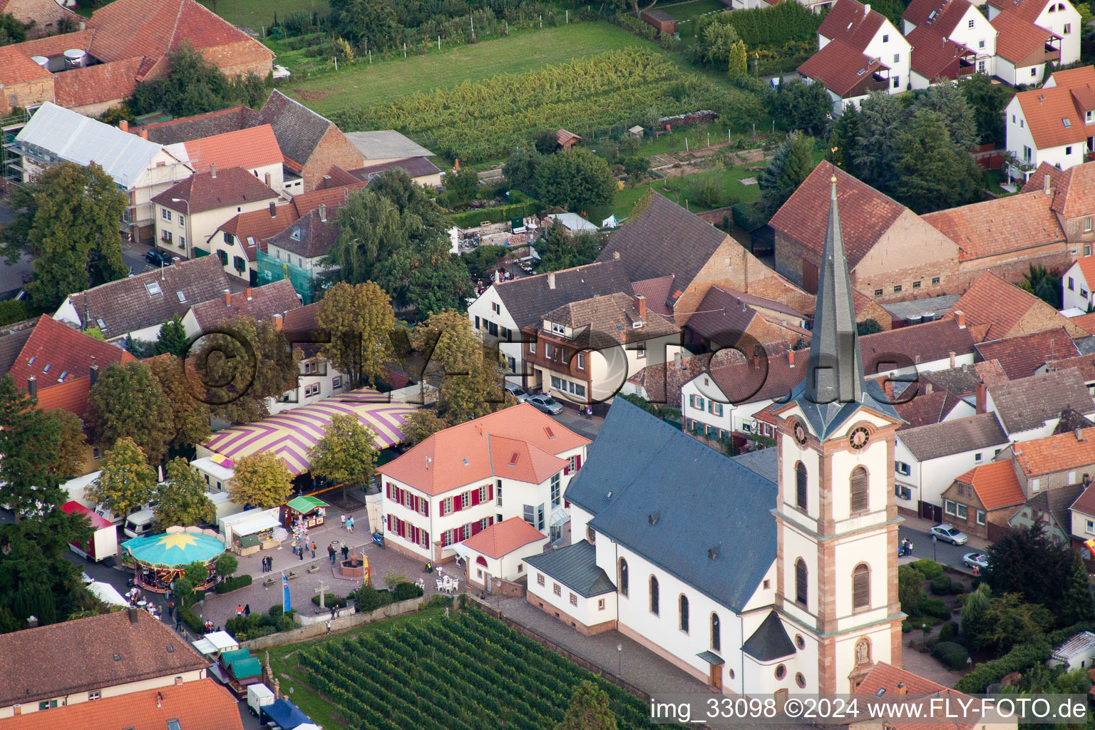 Edesheim in the state Rhineland-Palatinate, Germany viewn from the air