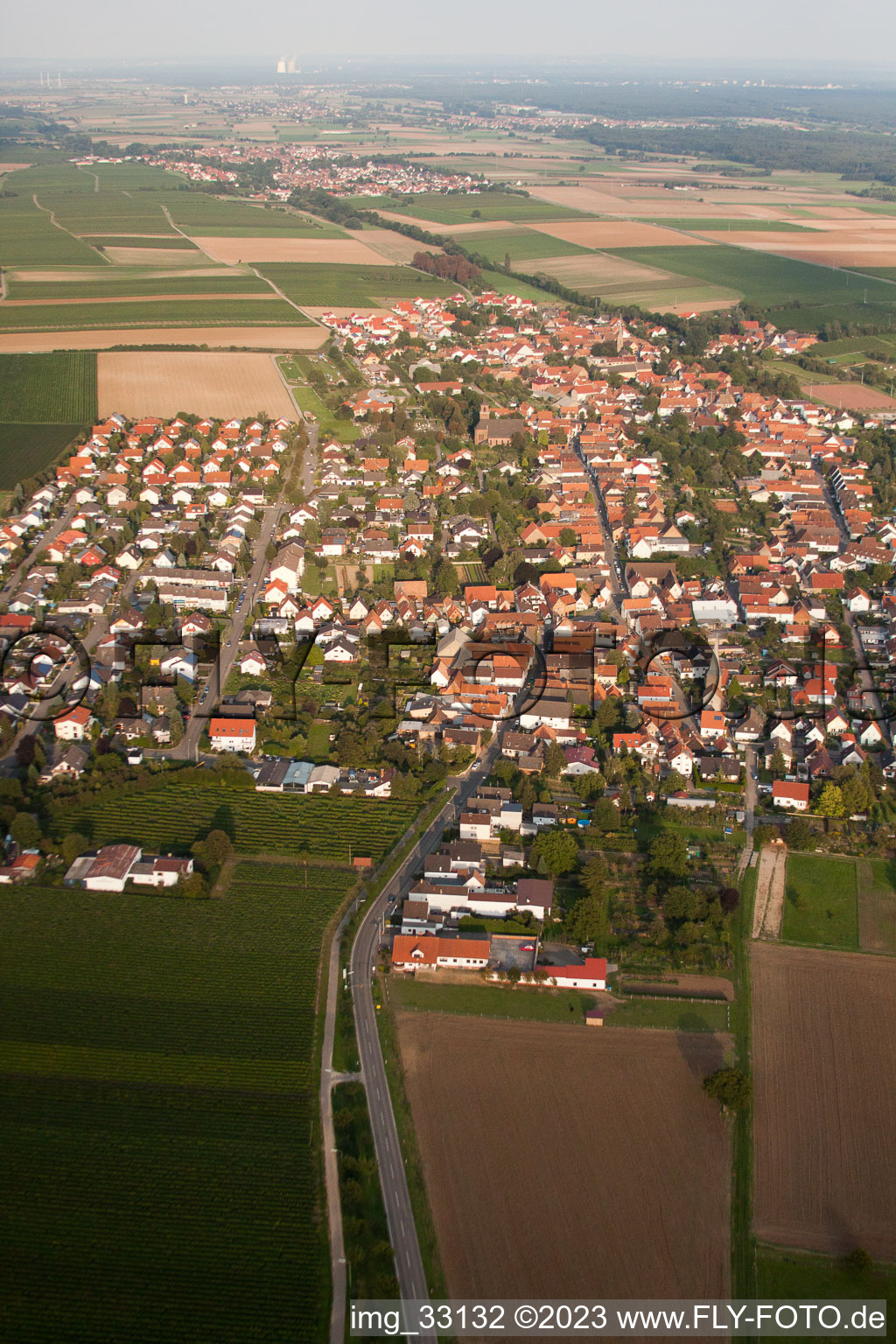 Aerial photograpy of Essingen in the state Rhineland-Palatinate, Germany