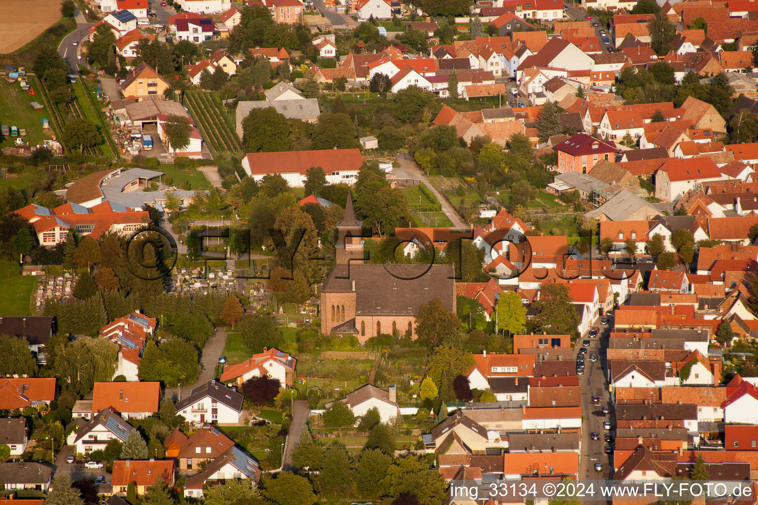 Essingen in the state Rhineland-Palatinate, Germany from above