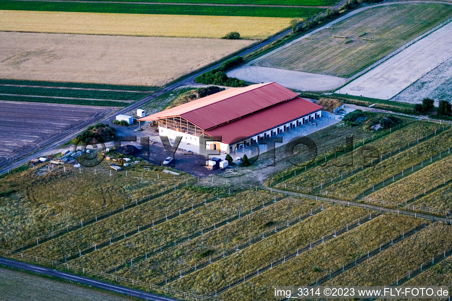 Aerial view of Riding stable in Hatzenbühl in the state Rhineland-Palatinate, Germany