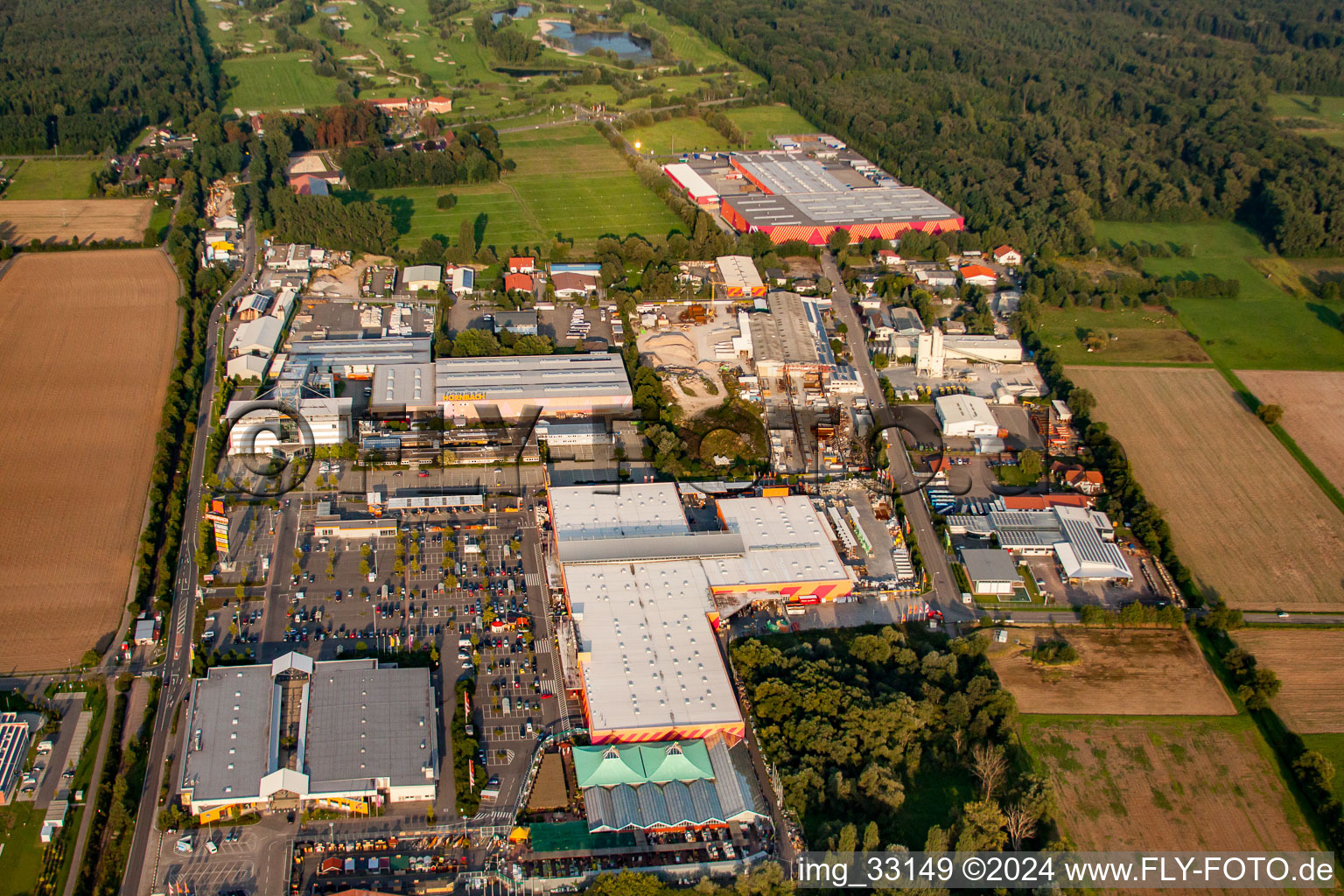 Oblique view of Hornbach Building Center in Bornheim in the state Rhineland-Palatinate, Germany