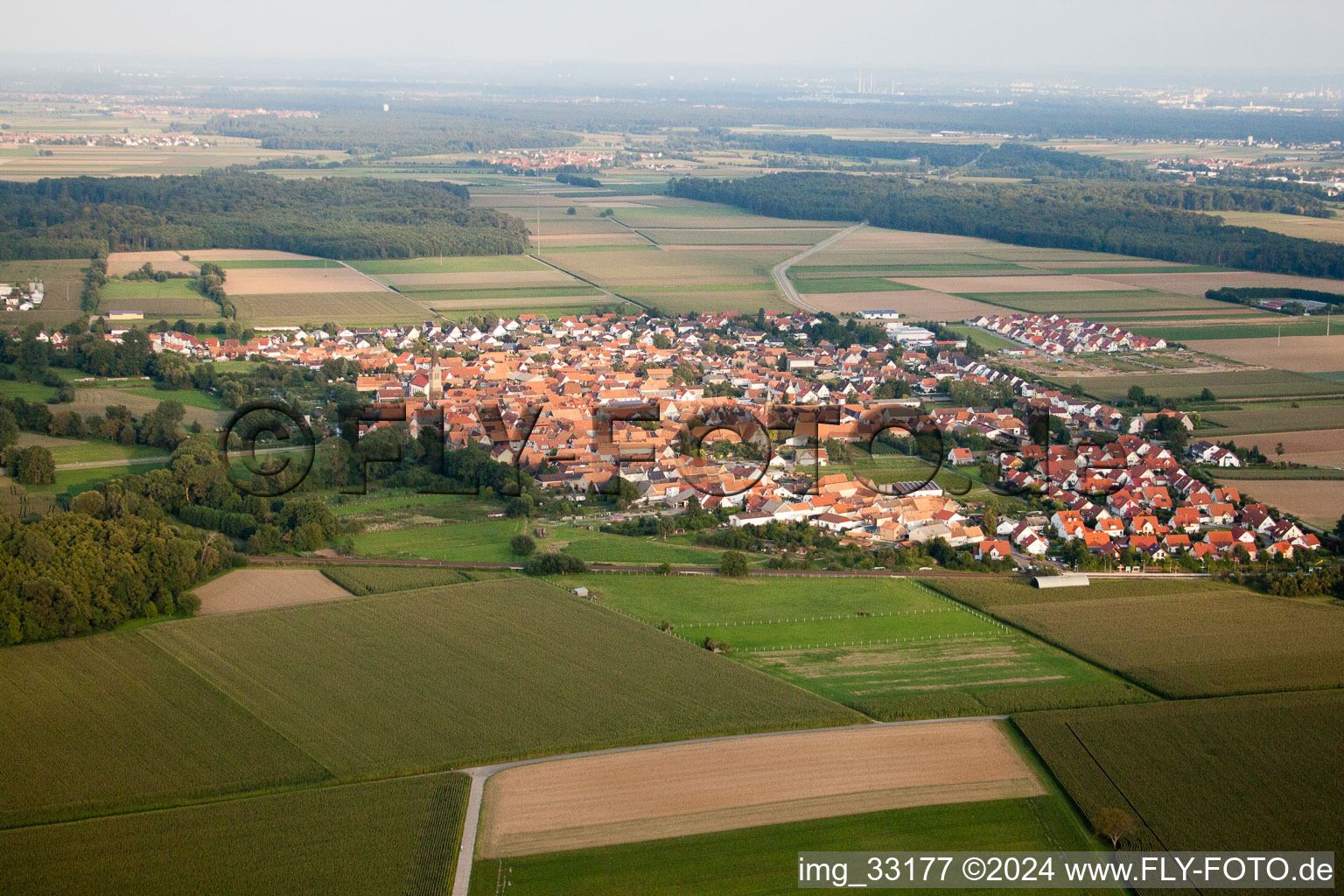 Aerial photograpy of Steinweiler in the state Rhineland-Palatinate, Germany