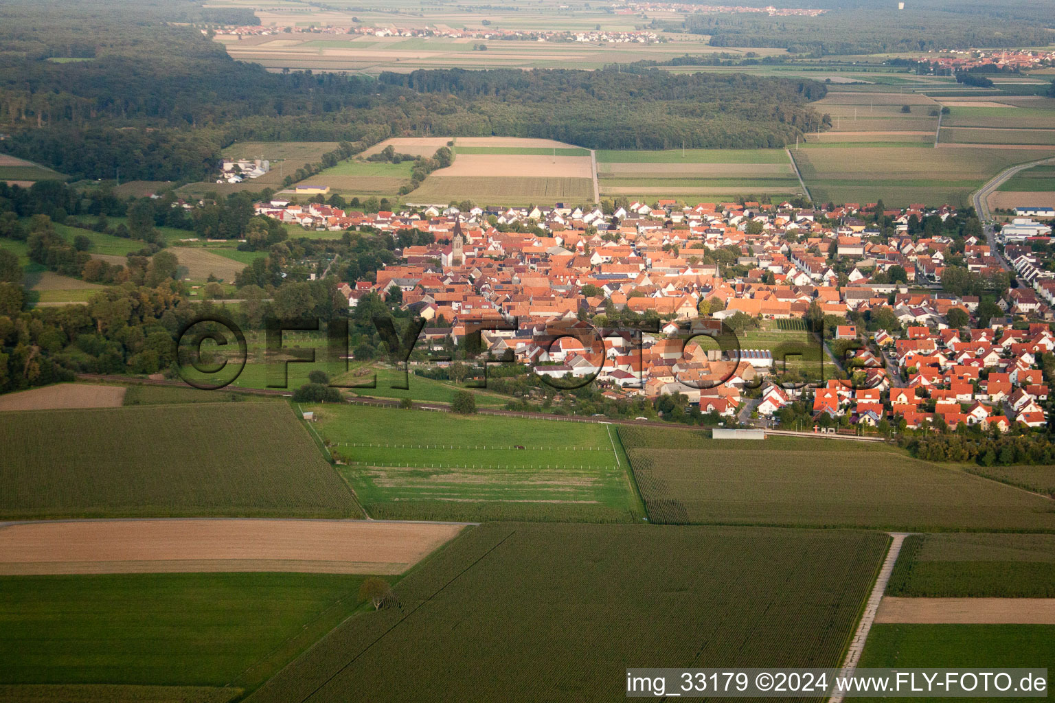 Oblique view of Steinweiler in the state Rhineland-Palatinate, Germany