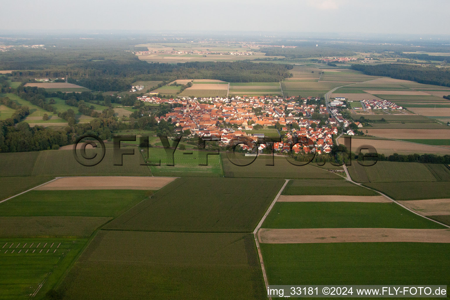 Steinweiler in the state Rhineland-Palatinate, Germany from above