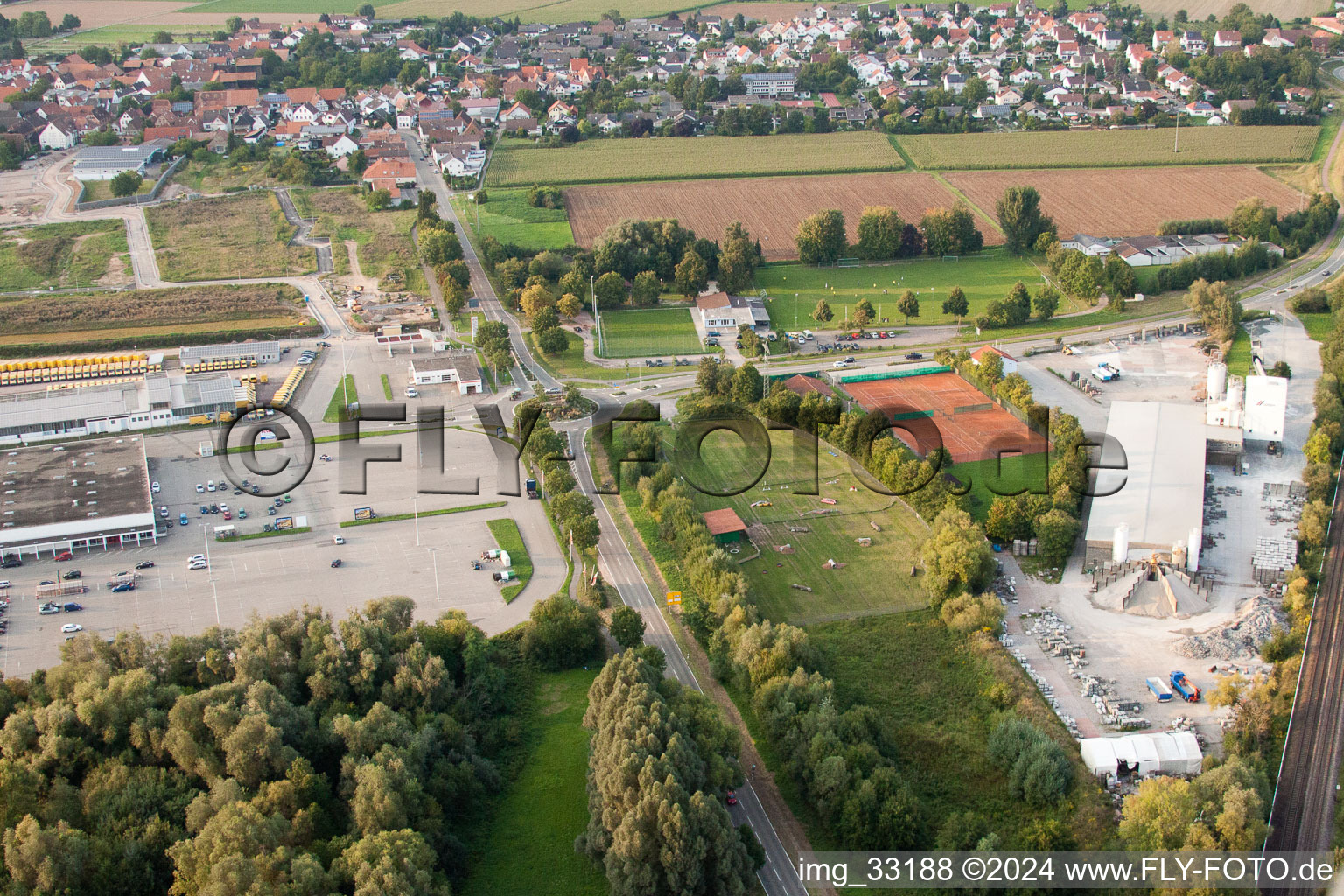 Aerial view of Commercial area in Rohrbach in the state Rhineland-Palatinate, Germany